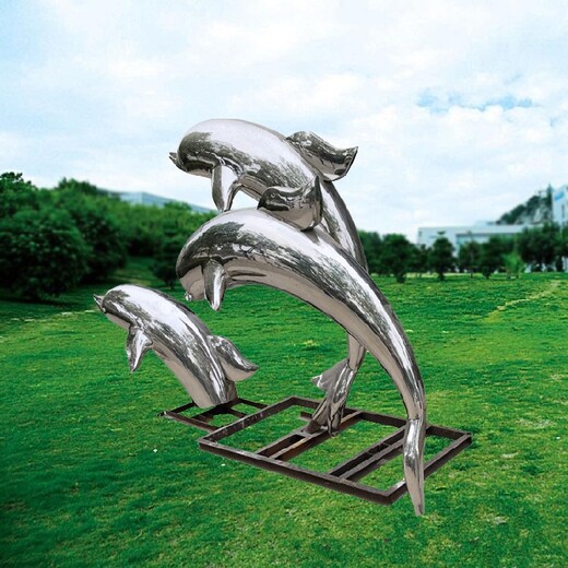 甘肃不锈钢海豚雕塑生产厂家,镜面海豚雕塑