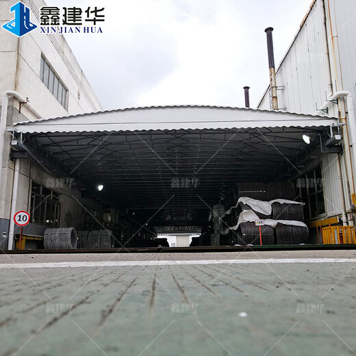 江苏扬州大型伸缩仓库棚-厂房间活动雨棚品质优良,移动推拉棚