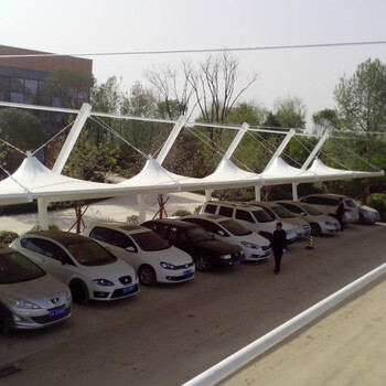资阳定制户外膜结构汽车棚7字膜结构停车棚白色PVC膜布汽车篷