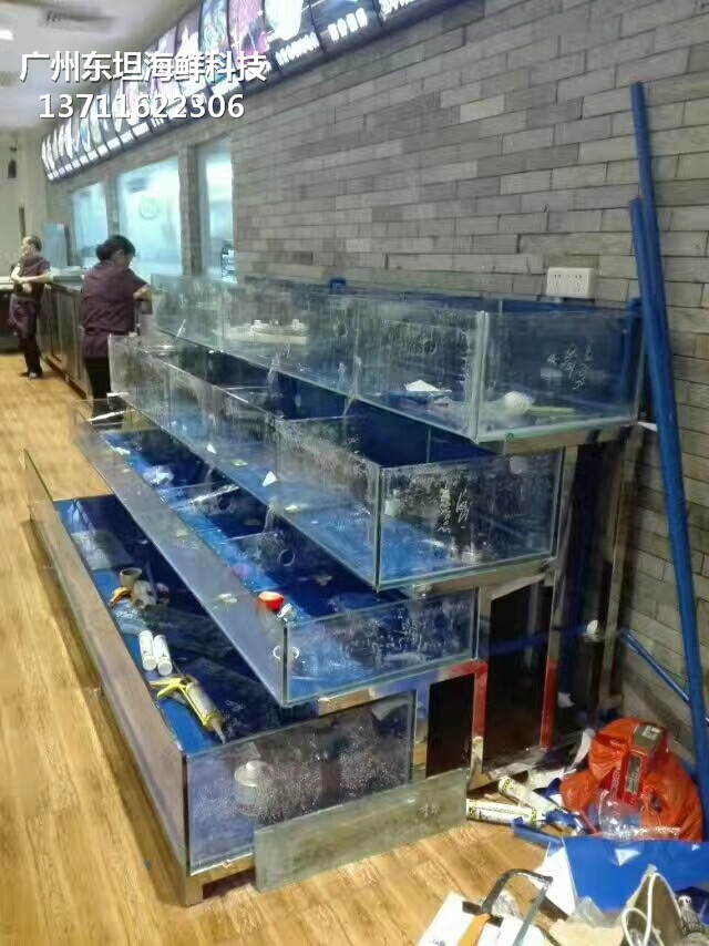 廣州從化定做海鮮市場玻璃魚池