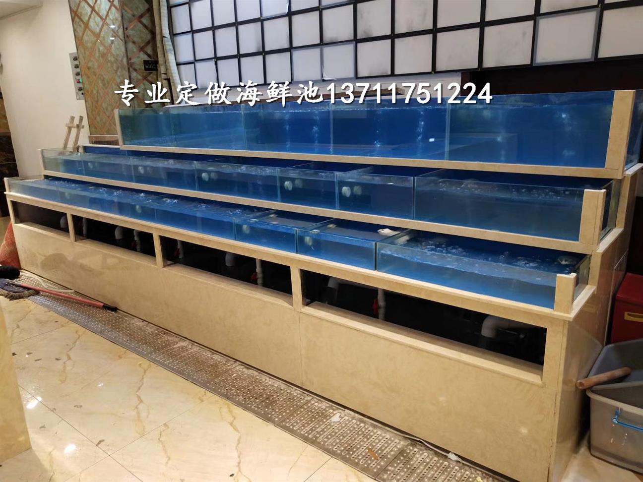广州天河北玻璃海鲜池制作