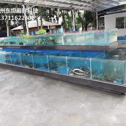广州从化玻璃海鲜池怎么打胶 海鲜池 梯形鱼池土建鱼池