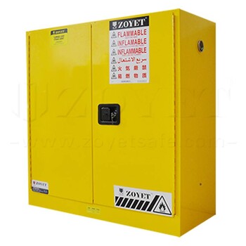 黄色可燃液体防爆柜双门上海众御30加仑黄色防爆柜工业安全存储柜