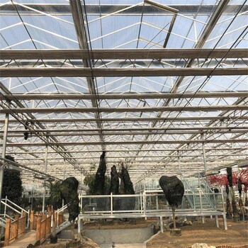 新型温室大棚花卉玻璃温室金沣温室智能玻璃温室大棚价格