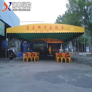 广东清远阳山PVC帆布排挡推拉蓬清远佛冈修车店雨棚酒席伸缩帐篷规格