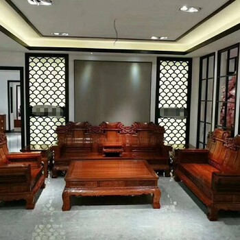 红木办公沙发类家具刺猬紫檀和谐办公沙发