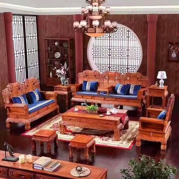 客厅红木沙发古典荷花宝座刺猬紫檀沙发六件套价格