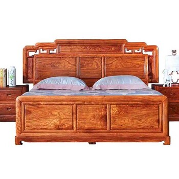 刺猬紫檀大床三件套款式红木双人床18米图片价格