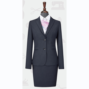LNY-5011定购女西装藏青色50羊毛西装领修身单排两粒扣女西装