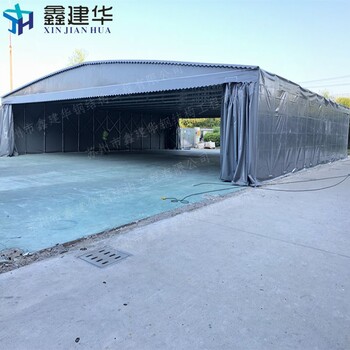 吴江室外仓库推拉雨棚布移动折叠遮阳蓬光福镇的遮雨篷图片