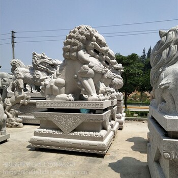 石雕狮子各种动物雕刻工艺品石狮子厂家加工定做