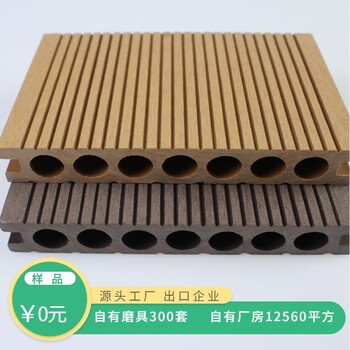 现货4米批发普瑞塑木14823圆孔木塑栈道地板  木塑地板生产厂家