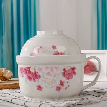 陶瓷饭碗套装家用保鲜碗便携式便当盒带盖碗