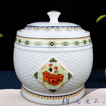 景德镇家用陶瓷米缸带盖储物茶叶罐米箱装密封防虫水缸米桶