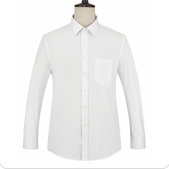 贵州男衬衫批发商务衬衣订做QDG-103贵阳白色细斜纹天丝棉方领长袖男衬衣