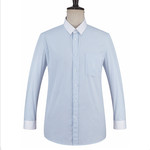 贵州男衬衫批发订做商务衬衣定制QDG-116蓝色竖条纹80棉配色方规领长袖男衬衣