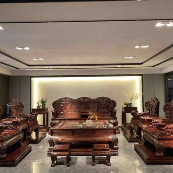 黑酸枝别墅大款式沙发价格印尼黑酸枝花鸟宝座沙发工厂报价