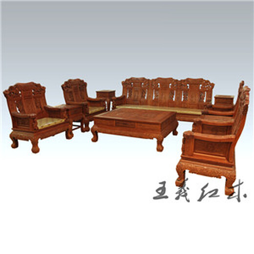 王义红木缅花梨沙发,青岛造型美红木办公沙发制作精良