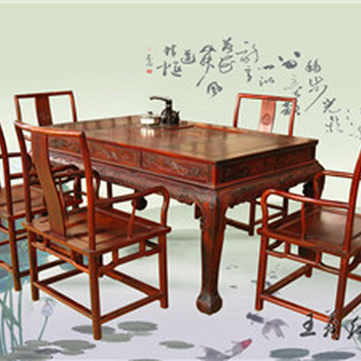 王义红木红酸枝红木餐桌,济宁定制缅花梨餐桌椅款式