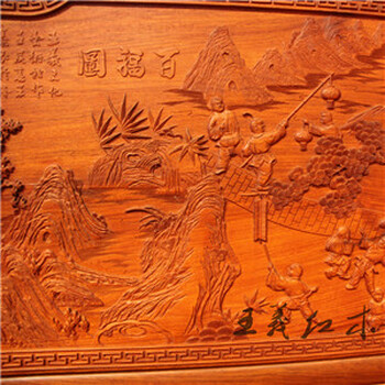 潍坊王义红木大红酸枝双人床自然纹理清晰,香梨木大床