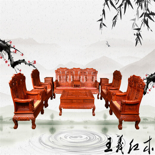 豪华红木办公沙发艺术价值欣赏价值,大红酸枝沙发