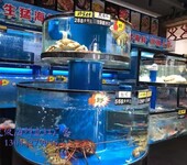 中山超市玻璃鱼缸过滤器 海鲜鱼缸 海鲜池一体机