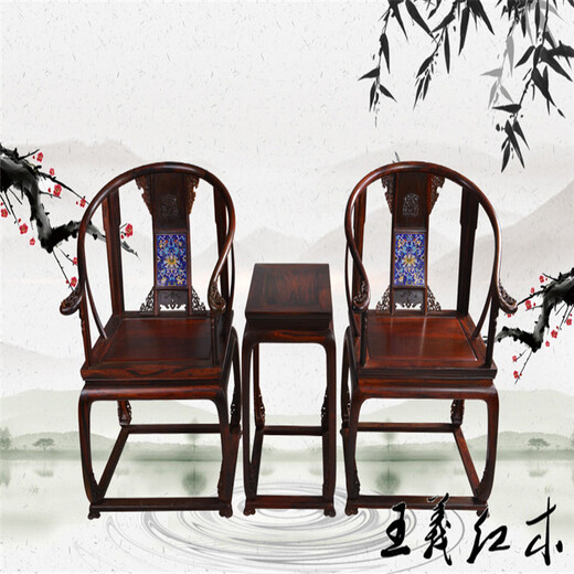 王义红木大果紫檀桌椅,古朴大红酸枝椅子大师设计
