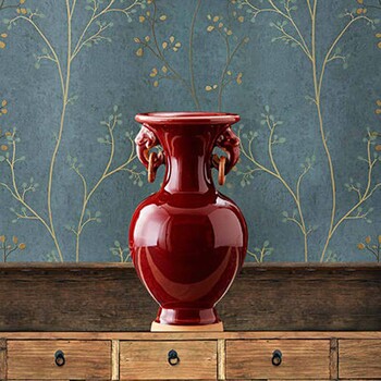 新品景德镇陶瓷仿古钧瓷小花瓶新中式家居装饰品样板间摆件