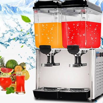 郑州双缸果汁机商用饮料机双温全自动饮料机酸梅汤机自助饮料机