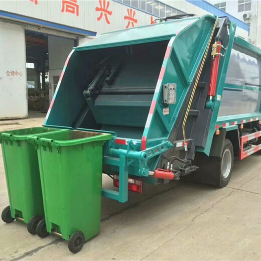东风压缩垃圾车,后装挂桶式绿化垃圾车