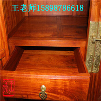 济宁王义红木红木衣柜顶箱柜身份象征,大红酸枝衣柜