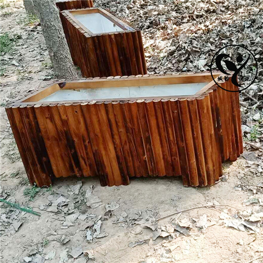 鹤壁实木花池座椅,碳化防腐木花箱