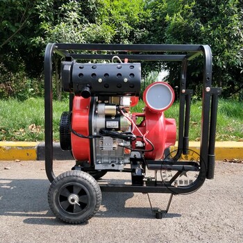大流量柴油水泵100口径16马力移动式带轮子柴油铸铁泵