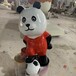 踢足球熊猫雕塑玻璃钢卡通动物雕塑珠海校园摆件