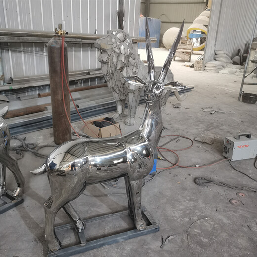 唐韵不锈钢几何鹿雕塑,北京不锈钢鹿雕塑加工