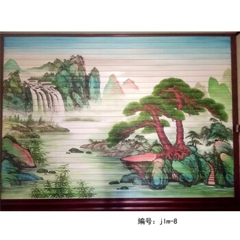 卷帘门彩绘jlm-8卷闸门艺术彩绘手绘迎客松风景油画上门服务