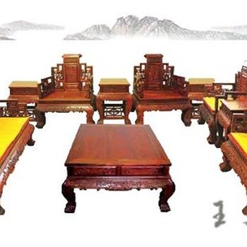 王义红木大红酸枝餐桌,北京工艺王义红木交趾黄檀沙发优雅