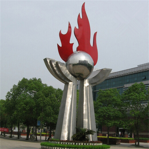 北京不锈钢火焰雕塑制作,不锈钢火把雕塑