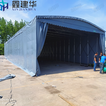 江蘇定做伸縮推拉雨棚大廠,活動倉庫鋼棚