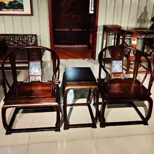 王义红木大果紫檀沙发,上海高性价比王义红木大红酸枝圈椅适合大户型