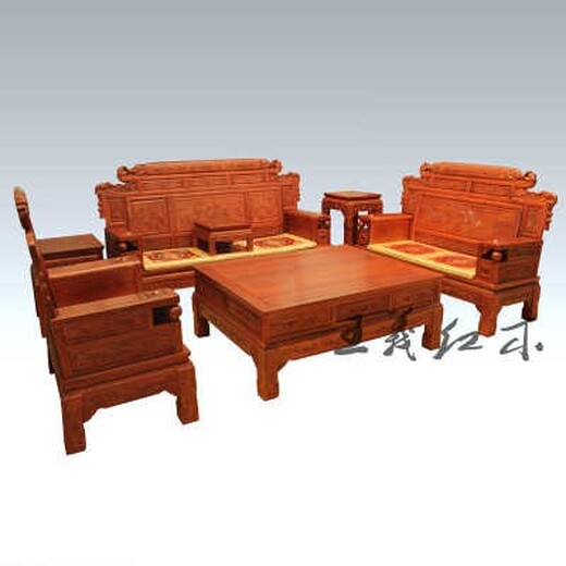济宁红木家具红木沙发自然纹理清晰,大红酸枝沙发