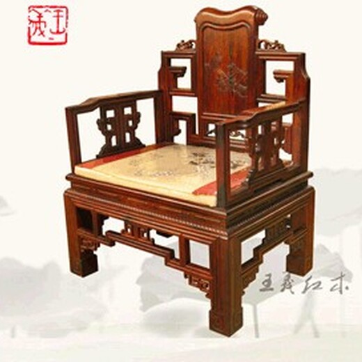 王义红木老红木餐桌,上海中式家具王义红木大红酸枝圈椅做工
