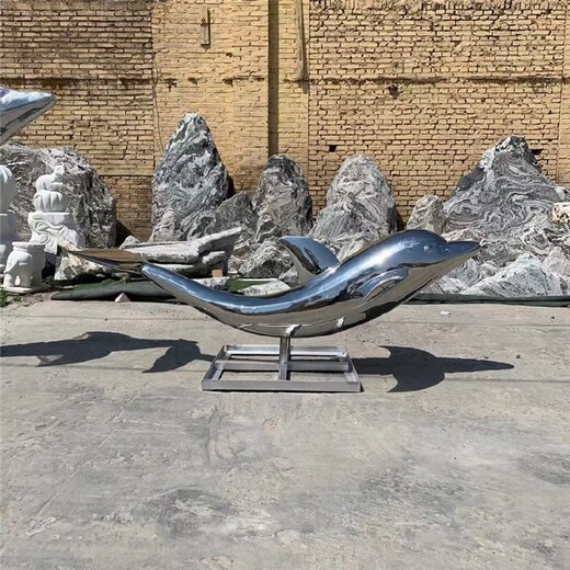 湖北不锈钢海豚雕塑设计施工,镜面海豚雕塑