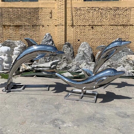 唐韵镜面海豚雕塑,安徽不锈钢海豚雕塑公司