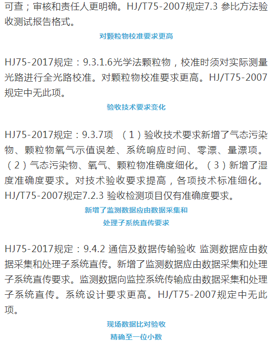 烟气（so2，nox，颗粒物）排放连续监测技术规范 HJ75-2017与HJ/T75-2007标准究竟有何不同