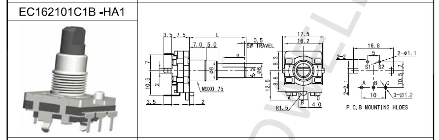 ec16编码开关尺寸