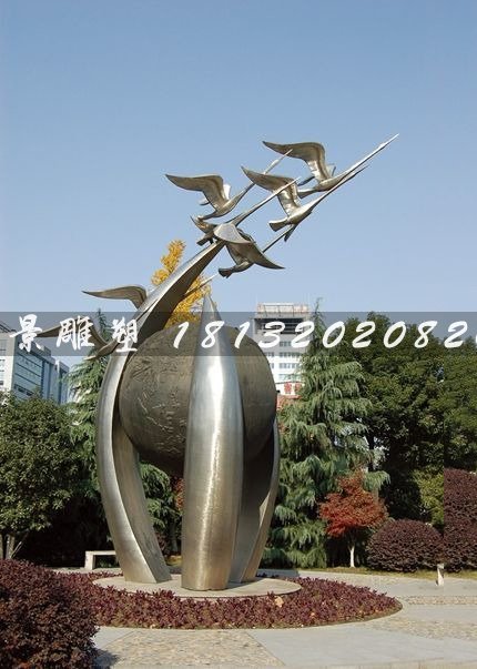 飞翔的大雁雕塑 不锈钢公园景观雕塑.jpg