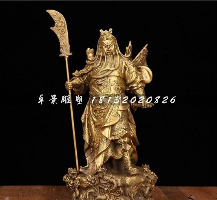 忠义礼智信,正气泯然,过五关斩六将,铸铜关公像寓意防奸诈小人,保平安