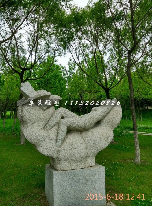 玻璃工艺品 雕塑 抽象和平鸽和女孩石雕,园林景观.