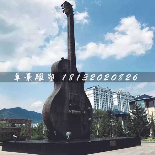 玻璃钢仿铜吉他雕塑,广场景观雕塑